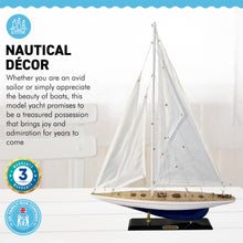 Load image into Gallery viewer, J Class Wooden ENTERPRISE MODEL YACHT | Richly Detailed Enterprise Model | Yacht Ornaments | Sailing Yacht on a Display Stand | Sailing | Boats
