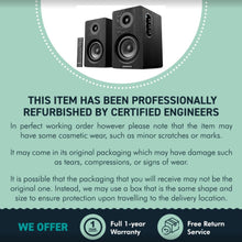 Load image into Gallery viewer, Refurbished Oakcastle Black BK100 ACTIVE BOOKSHELF SPEAKERS | 2.0 Stereo System | 60W Output | Bluetooth 5.4, USB Playback | AUX, HDMI ARC, Optical | Gaming Speakers for PC Desktop

