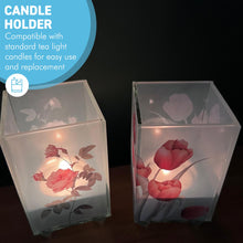Load image into Gallery viewer, Set of 2 Floral Glass Votive Candle Holders – Decorative Accent for Warm Ambiance, Ideal for Home Decor, Gifts &amp; Special Occasions
