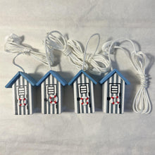 Load image into Gallery viewer, 4 x Light Blue and white beach hut light pulls | Nautical Theme Wooden Beach Hut Cord Pull Light Pulls
