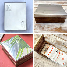 Load image into Gallery viewer, Playing Cards in Elegant Wooden Gift Box with Metal Embossed Hinged Lid for Storage
