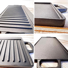 Load image into Gallery viewer, Versatile Cast Iron Double-Sided Non-Stick Grill Pan for Perfect Grilling Indoors &amp; Outdoors
