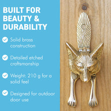 Load image into Gallery viewer, Solid Brass Fox Door Knocker, Unique Fox Design, Handcrafted Animal Detailing, Smart Door Hardware
