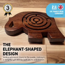 Load image into Gallery viewer, Handcrafted ELEPHANT SHAPED Wooden Labyrinth Game | HAND MAZE PUZZLE | Hand Eye Co Ordination Toy | Traditional Toy | Retro Game | Brain Teaser
