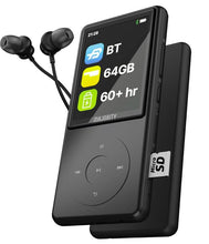 Load image into Gallery viewer, Super Slim Bluetooth MP3 Player with Earphones | 64GB Internal Memory Expandable by 128GB | Inbuilt Speaker, 2.4&quot; Full Colour Display with Intuitive Touch Controls | 67 Battery Life | MAJORITY MP3 Pro
