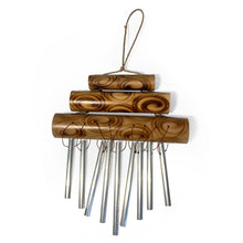 Load image into Gallery viewer, SMALL TRIPLE BAMBOO CHIME| Windchimes | Garden Chimes | Bamboo Windchimes | Indoor and Outdoor | Feng Shui | Meditation | Garden Sounds
