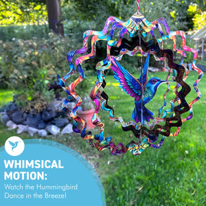 Vibrant Hummingbird Wind Spinner – Whimsical Garden & Outdoor Yard Décor