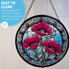 Load image into Gallery viewer, Vibrant 6-Inch Poppy Design Stained Glass Suncatcher - Elegant Window Decor for a Splash of Colour

