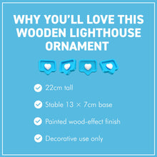 Load image into Gallery viewer, The 22cm Painted Lighthouse – Wood-Effect Finish with a Ship’s Wheel
