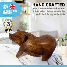 Load image into Gallery viewer, WOODEN HAND CARVED PIG ORNAMENT| Ethically produced by local craftsmen | Chinese Year of the PIG | Farm Animals | Ornaments | Animal Ornaments | Animal Lovers
