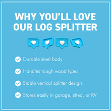 Load image into Gallery viewer, 𝗖𝗔𝗦𝗧 𝗜𝗥𝗢𝗡 𝗪𝗢𝗢𝗗 𝗦𝗣𝗟𝗜𝗧𝗧𝗘𝗥 | 31cm (12”) (H) | Wood &amp; Kindling Splitting Tool | Firewood Cutter with Pre-Drilled Base | Splitting Blade | Fireplace Decor
