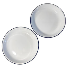 Load image into Gallery viewer, 2 x 22CM WHITE ENAMEL DINNER PLATES | Plate set | Pasta and Rice plate | Enamel plate | Set of 2 plates | Traditional dinner plate | Kitchen plate for pies, sides and dinner
