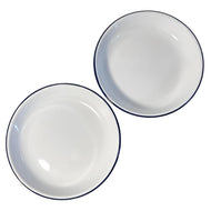 2 x 22CM WHITE ENAMEL DINNER PLATES | Plate set | Pasta and Rice plate | Enamel plate | Set of 2 plates | Traditional dinner plate | Kitchen plate for pies, sides and dinner
