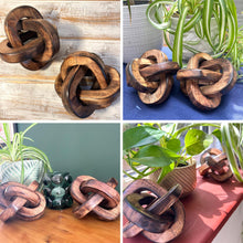 Load image into Gallery viewer, Pair of Rustic Wooden 3-Link Knot Ornaments for Home Decor - Ideal for Living Room, Shelf &amp; Coffee Table

