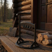 Load image into Gallery viewer, 𝗖𝗔𝗦𝗧 𝗜𝗥𝗢𝗡 𝗪𝗢𝗢𝗗 𝗦𝗣𝗟𝗜𝗧𝗧𝗘𝗥 | 31cm (12”) (H) | Wood &amp; Kindling Splitting Tool | Firewood Cutter with Pre-Drilled Base | Splitting Blade | Fireplace Decor
