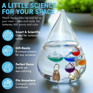 Large free standing tear drop Galileo thermometer