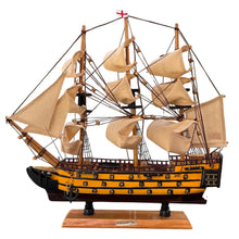 Load image into Gallery viewer, Wooden HMS Victory detailed model | Sailing gift | Wooden ships | Model battle ships | Sturdy construction | Cotton sails and rigging |  42cm (L) x 41cm (H)
