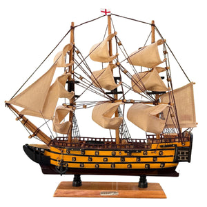 Wooden HMS Victory detailed model | Sailing gift | Wooden ships | Model battle ships | Sturdy construction | Cotton sails and rigging |  42cm (L) x 41cm (H)