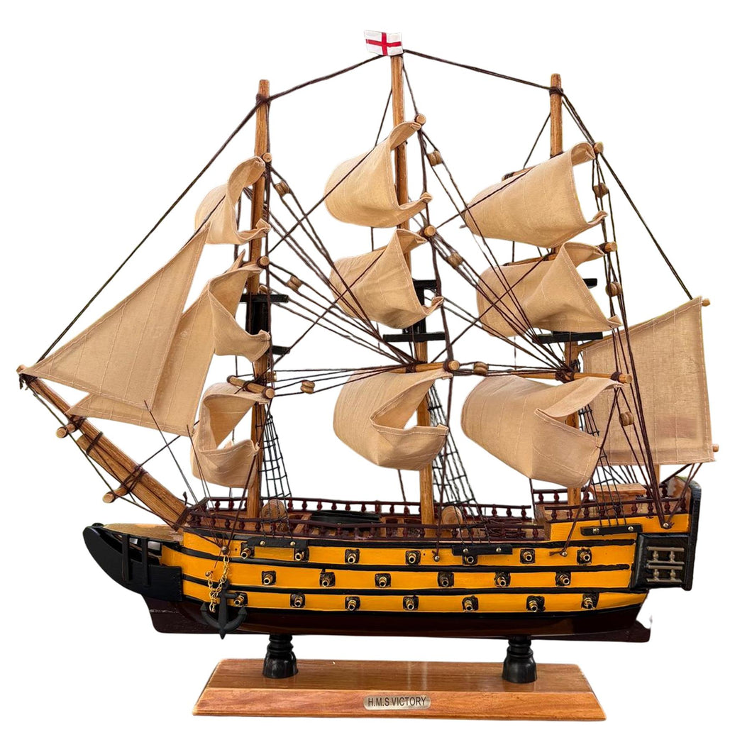 Wooden HMS Victory detailed model | Sailing gift | Wooden ships | Model battle ships | Sturdy construction | Cotton sails and rigging |  42cm (L) x 41cm (H)