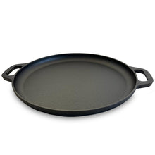 Load image into Gallery viewer, Black Cast Iron 14” Pizza Pan | Skillet for cooking | Baking and grilling | Long lasting and durable | Even heating
