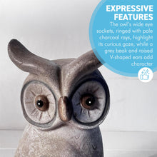 Load image into Gallery viewer, Resin Wood-Effect Standing Owl Ornament with Metal Legs – 25cm Tall, Playful Home Décor

