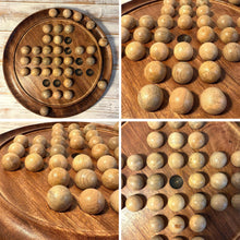 Load image into Gallery viewer, 30cm Diameter 𝗪𝗢𝗢𝗗𝗘𝗡 𝗦𝗢𝗟𝗜𝗧𝗔𝗜𝗥𝗘 𝗚𝗔𝗠𝗘 Board with Solid Wooden Marbles – Classic Strategy Board Game, Family Game, Unique Home Decor
