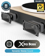 Load image into Gallery viewer, Refurbished Majority Folio 𝗕𝗘𝗟𝗧 𝗗𝗥𝗜𝗩𝗘 𝗥𝗘𝗖𝗢𝗥𝗗 𝗣𝗟𝗔𝗬𝗘𝗥 𝗪𝗜𝗧𝗛 𝗕𝗟𝗨𝗘𝗧𝗢𝗢𝗧𝗛 | Wooden Home Audio Vinyl Player with Integrated Stereo Speakers | USB Recording &amp; Playback, AT3600L Cartridge, and Auto Stop Function | Majority Folio Tu
