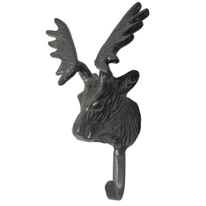 Wall-Mounted Cast Iron Deer Head Hook for Hats, Coats,  Durable and Stylish