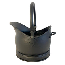Load image into Gallery viewer, 28cm(h) MATTE BLACK Waterloo style galvanised metal COAL BUCKET with carry handle and support handle | scuttle | hod |Fireside accessory | log store | kindling holder
