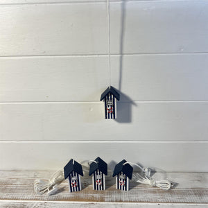 Set of 4 Dark Blue beach hut light pulls | Nautical Theme Wooden Beach Hut Cord Pull Light Pulls