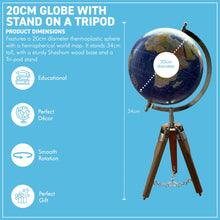 Load image into Gallery viewer, 20cm Globe with stand on a tripod
