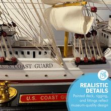 Load image into Gallery viewer, U.S. Coast Guard Cutter Model Ship – Handcrafted Wooden Replica – Detailed Nautical Decor – Fully Assembled Collectable Display
