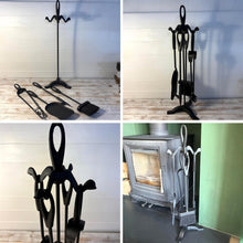 Load image into Gallery viewer, Five-piece metal black loop-handled Fireplace Companion
