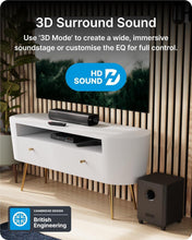 Load image into Gallery viewer, 𝗥𝗘𝗙𝗨𝗥𝗕𝗜𝗦𝗛𝗘𝗗 Majority NAGA 40 PLUS 𝟮𝟬𝟬𝗪 𝗦𝗢𝗨𝗡𝗗𝗕𝗔𝗥 𝗦𝗨𝗕𝗪𝗢𝗢𝗙𝗘𝗥 , SOUND BAR for TV | 2.1 Channel 200W System | Soundbar with Wireless Subwoofer | Bluetooth 5.0, HDMI ARC, Optical, AUX &amp; USB Playback | Remote &amp; Wall Mount Brackets
