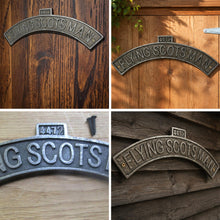 Load image into Gallery viewer, Flying Scotsman Cast Iron Wall Plaque – Vintage-Style Railway Sign for Shed, Office, Bedroom or Man Cave | 30cm
