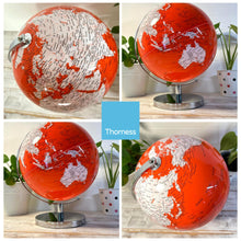 Load image into Gallery viewer, ORANGE WORLD GLOBE | Globes of the world | World globe for adults | Earth globe | Desk ornament | Explorers gift | World globe | 25cm (D) x 25cm (W) x 30 cm (H)
