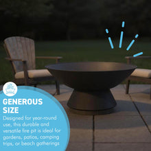 Load image into Gallery viewer, 𝗟𝗔𝗥𝗚𝗘 𝟱𝟲𝗖𝗠 𝗢𝗨𝗧𝗗𝗢𝗢𝗥 𝗙𝗜𝗥𝗘 𝗣𝗜𝗧 𝗕𝗢𝗪𝗟 – Round Steel Patio Firepit, Garden Heater &amp; Log Burner for 𝗪𝗢𝗢𝗗 𝗢𝗥 𝗖𝗛𝗔𝗥𝗖𝗢𝗔𝗟 – Ideal for Camping, BBQs &amp; Outdoor Evenings
