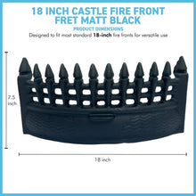 Load image into Gallery viewer, Premium 18" Cast Iron FIREPLACE GRATE SET – Complete Set with Castle Front, Ash Pan &amp; Log Tongs for Classic Fireplaces
