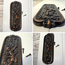 Load image into Gallery viewer, Antique Rustic Copper Door Push Plate with Ornate Cherub Design - Vintage Finger Plate Decor
