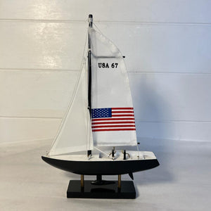 Americas Cup Model Yacht  - USA 67 | Sailing | Yacht | Boats | Models | Sailing Nautical Gift | Sailing Ornaments | Yacht on Stand | 23cm (H) x 16cm (L) x 3cm (W)