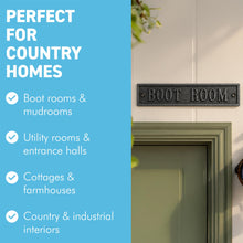 Load image into Gallery viewer, The Boot Room Plaque – A Cast Iron Wall Sign with an Antique Iron Finish
