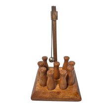 Load image into Gallery viewer, HANDCRAFTED SOLID WOOD BAR SKITTLES GAME | wooden bowling set | Pub skittles set | table top skittles | Devil amongst the tailors | Indoor skittles | vintage traditional pub game | tabletop skittles
