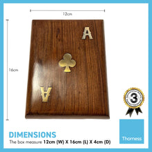 Load image into Gallery viewer, WOODEN PLAYING CARD BOX COMES WITH TWO PACKS OF CARDS | Playing Card Box | Decorative Inlaid Card Box | Ace of Spades | Poker | Bridge
