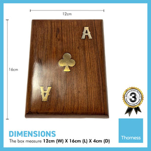WOODEN PLAYING CARD BOX COMES WITH TWO PACKS OF CARDS | Playing Card Box | Decorative Inlaid Card Box | Ace of Spades | Poker | Bridge