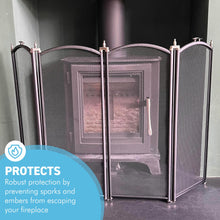 Load image into Gallery viewer, Folding 4-Panel Mesh Fire Guard Screen - Durable Fireplace Safety Protector
