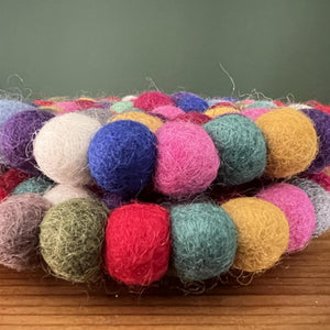 Pair of Handmade Rainbow Wool Felt Ball Mat | Colorful Coaster Trivets | Home Decor Table Mat