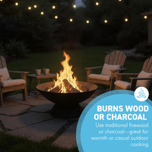 Load image into Gallery viewer, 𝗟𝗔𝗥𝗚𝗘 𝟱𝟲𝗖𝗠 𝗢𝗨𝗧𝗗𝗢𝗢𝗥 𝗙𝗜𝗥𝗘 𝗣𝗜𝗧 𝗕𝗢𝗪𝗟 – Round Steel Patio Firepit, Garden Heater &amp; Log Burner for 𝗪𝗢𝗢𝗗 𝗢𝗥 𝗖𝗛𝗔𝗥𝗖𝗢𝗔𝗟 – Ideal for Camping, BBQs &amp; Outdoor Evenings
