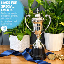 Load image into Gallery viewer, The 30cm Silver Trophy Cup – Aluminium with a Contrasting Black Base

