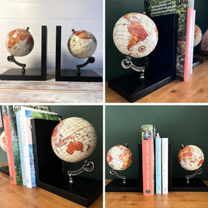 Classic World Map Globe Bookends - Elegant Home & Office Desk Accessory, Stylish Decoration