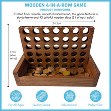 Load image into Gallery viewer, Wooden 4-in-a-Row Game – Classic Connect 4 Strategy Board Game for Kids and Adults – Durable Eco-Friendly Wood, Portable and Screen-Free Family Fun
